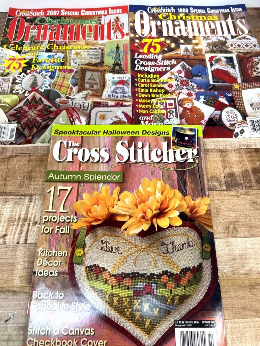 3 Cross-Stitch Ornament Pattern Books Seasonal And Holiday Designs